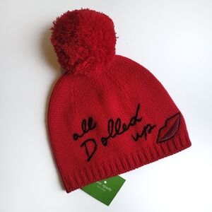 NEW w/tags -Kate Spade Red Pom-Pom Beanie